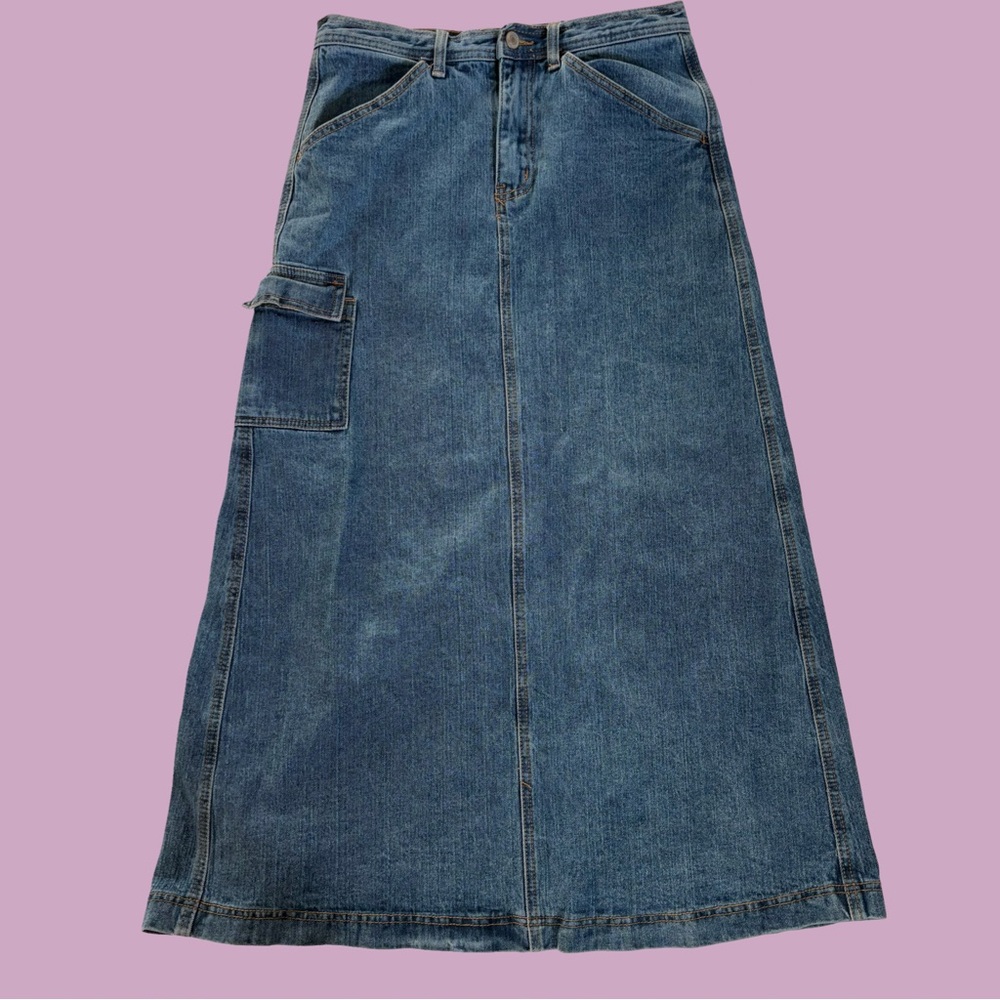 Brandy Melville John Galt Denim Cargo Maxi Jean Skirt Y2K